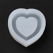 DIY Quicksand Silicone Molds, Resin Casting Molds, for UV Resin, Epoxy Resin Craft Making, Heart, White, 48.5x40.5x13mm, Inner Diameter: 39.5x39.5mm(AJEW-A031-04)