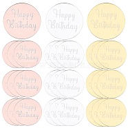 Gorgecraft 30Pcs 3 Colors Birthday Theme Acrylic Ornaments, Round with Word HAPPY BIRTHDAY, for Cake Decoration, Mixed Color, 50x1.5mm, 10pcs/color(MACR-GF0001-02)