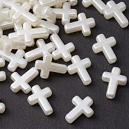 ABS Plastic Imitation Pearl Beads, Cross, Creamy White, 15.5x12x4.5mm, Hole: 2mm(OACR-YW0001-71)