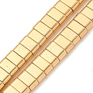 Electroplated Synthetic Non-Magnetic Hematite Beads Strands, Rectangle, 2-Hole, Light Gold Plated, 3x6x3mm, Hole: 1.4mm, about 127pcs/strand, 15.47''(39.3cm)(G-I360-B01-02)