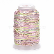 5 Rolls 12-Ply Segment Dyed Polyester Cords, Milan Cord, Round, Misty Rose, 0.4mm, about 71.08 Yards(65m)/Roll(WCOR-P001-01B-017)