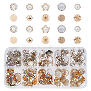 Plastic Shank Buttons, 1-Hole, Imitation Pearl Buttons, Mixed Shapes, White, 10~13mm, 100pcs/box(WOOD-WH0107-71)
