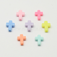 Opaque Acrylic Cross Beads, Mixed Color, 17x12.5x5mm, Hole: 2mm(X-SACR-Q100-M041)