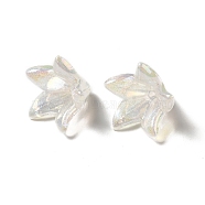 Transparent Acrylic Bead Caps, Glitter Flower, Clear AB, 16x12.5mm, Hole: 1.2mm(OACR-H016-03)