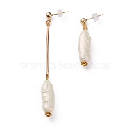 ABS Plastic Imitation Pearl Asymmetrical Earrings, Stud Earrings, with Iron Bar Links, 304 Stainless Steel Stud Earring Findings and Ear Nuts, Golden, Creamy White, 38~76mm, Pin: 0.5mm(EJEW-JE04426)