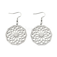 201 Stainless Steel Dangle Earrings, Seed of Life, Stainless Steel Color, 57mm, Pin: 0.6mm(X-STAS-S105-JN606-1)