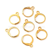 Brass Leverback Earring Findings, with Horizontal Loops, Golden, 15.5x13x1mm, Hole: 2mm, Pin: 1mm(FIND-WH0125-13G)