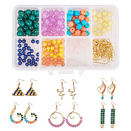 SUNNYCLUE DIY Earring Making, with Iron Earring Hooks, Jewelry Wire, Natural Gemstone Round Beads and Jewelry Pliers, Mixed Color, 11x7x3cm(DIY-SC0003-93)