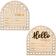 2Pcs 2 Colors Wooden Baby Photo Props, Birth Announcement Sign, Wooden Growth Milestone Signs, Arch with Word Hello World, Mixed Color, 140x140x5mm, 1pc/color(DJEW-CP0001-32)