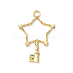 Zinc Alloy Pendants, Open Back Bezel, for DIY UV Resin, Epoxy Resin, Pressed Flower Jewelry, Star Shaped Key, Golden, 39.5x27x2mm, Hole: 3mm(PALLOY-D580-19G)