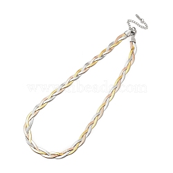 304 Stainless Steel Interlocking Triple Herringbone Chain Necklace for Men Women, Mixed Color, 14.57 inch(37cm)(NJEW-H167-01)