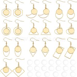 DIY Earring Making Kits, with 304 Stainless Steel Earring Hooks & Pendant Cabochon Settings, Transparent Glass Cabochons, Stainless Steel Color, Pendant Cabochon Settings: 13.5x10x2mm, hole: 2mm, 50pcs/box(STAS-UN0005-19)