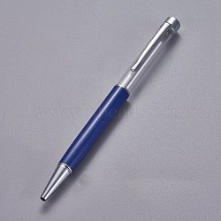 Creative Empty Tube Ballpoint Pens, with Black Ink Pen Refill Inside, for DIY Glitter Epoxy Resin Crystal Ballpoint Pen Herbarium Pen Making, Silver, Dark Blue, 140x10mm(AJEW-L076-A24)