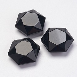 Natural Obsidian Pendants, Hexagon, 28~29x25x9~10mm, Hole: 1.5mm(X-G-P264-06)