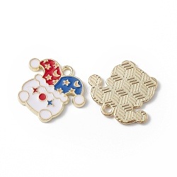 Circus Theme Alloy Enamel Pendants, Golden, Clown Pattern, 17x20x1.5mm, Hole: 1.8mm(ENAM-P246-02A)