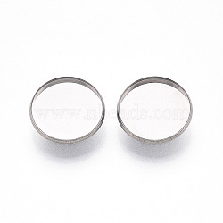 304 Stainless Steel Brooch Cabochon Settings, Flat Round, Stainless Steel Color, 19.5mm(STAS-E547-08D-P)