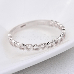 Alloy Finger Rings, Hollow Heart, Platinum, US Size 10(19.8mm)(PW-WG37491-04)