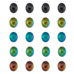 Translucent Glass Cabochons, Changing Color Mood Cabochons, Flat Oval, Black, 10.5x8.5x6mm, 40pcs/box(GLAA-FH0001-54)