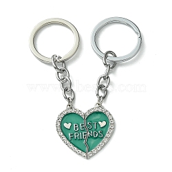 Alloy Enamel Keychain, with Alloy Rings, Dark Green, 8.5cm(KEYC-YW00011-09)