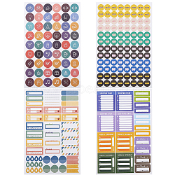 12 Sheets 4 Styles Paper Planner Stickers, Self Adhesive Decals for Office & School Plans and Calendar, Work, Daily to Do, Budget, Family, Holidays, Journaling, Mixed Shapes, 180x120x0.2mm, Sticker: 5~32x5~38mm, 3 sheets/style(STIC-GF0001-18)