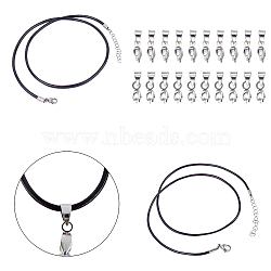 DIY Pendant Necklaces Making Kits, include Round Leather Cord Necklaces Making, 304 Stainless Steel Lobster Claw Clasps & Ice Pick Pinch Bails, Stainless Steel Color, Necklaces Making: 18 inch(45.72cm), 10pcs/box(DIY-UN0001-69)