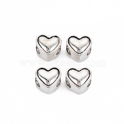 Tibetan Style Alloy European Beads, Cadmium Free & Lead Free, Heart, Antique Silver, 7.5x8x7mm, Hole: 4mm, about 1000pcs/1000g(TIBEB-N007-036)