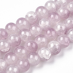 Crackle Baking Painted Imitation Jade Glass Beads Strands, Two Tone, Round, Plum, 6mm, Hole: 1.2mm, about 147pcs/strand, 31.10''(79cm)(DGLA-T003-6mm-04)