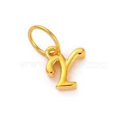 925 Sterling Silver Letter Charms with Jump Rings, Golden, Letter Y, 9x8x2.5mm, Hole: 5mm(STER-R008-01G-Y)