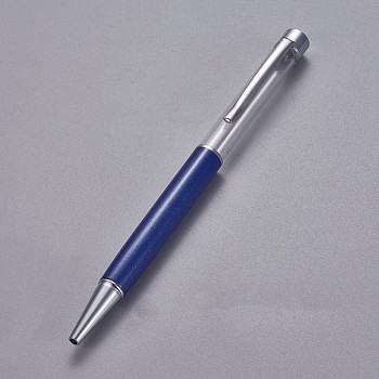 Creative Empty Tube Ballpoint Pens, with Black Ink Pen Refill Inside, for DIY Glitter Epoxy Resin Crystal Ballpoint Pen Herbarium Pen Making, Silver, Dark Blue, 140x10mm