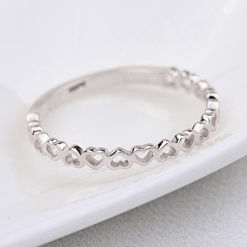 Alloy Finger Rings, Hollow Heart, Platinum, US Size 10(19.8mm)