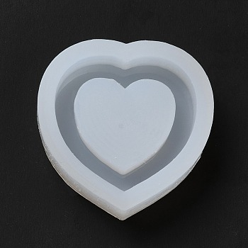 DIY Quicksand Silicone Molds, Resin Casting Molds, for UV Resin, Epoxy Resin Craft Making, Heart, White, 48.5x40.5x13mm, Inner Diameter: 39.5x39.5mm