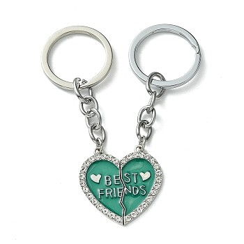 Alloy Enamel Keychain, with Alloy Rings, Dark Green, 8.5cm