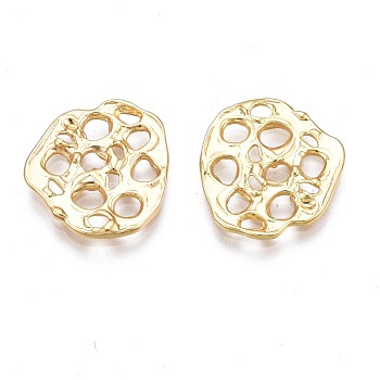 Brass Filigree Joiners, Nickel Free, Lotus Root, Golden, 14.5x13.5x1mm, Hole: 1~2mm