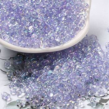 Glass Seed Beads, Peanut, Medium Purple, 5.5~6x3~3.5x3mm, Hole: 1~1.2mm, about 4000pcs/pound