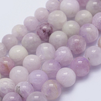 Natural Kunzite Beads Strands, Spodumene Beads, Round, Grade A-, 6~6.5mm, Hole: 1mm, about 64pcs/strand, 15.5 inch(39.5cm)