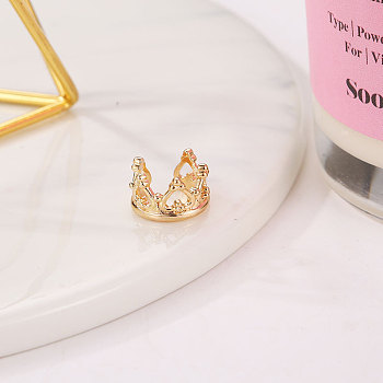 Alloy Cuff Earrings, Crown, Golden, 12mm