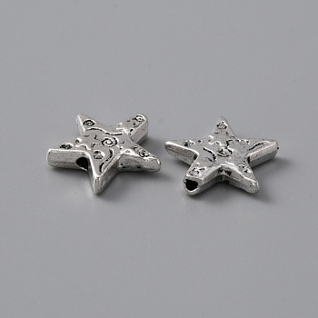 Alloy Beads, Star, Antique Silver, 13x13.5x3mm, Hole: 1.4mm