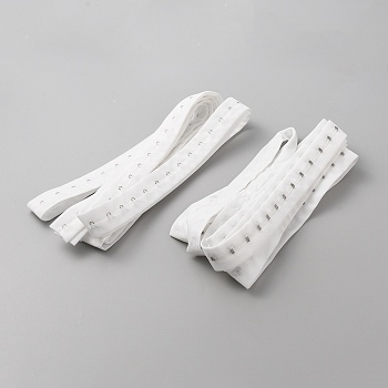 1 Rows 1 Hooks Polyester Bra Extender Iron Clasps, Elastic Bra Band Extenders Intimates Accessories, White, 28x1.8~3.5mm, 50 yards/set