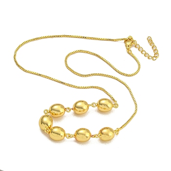 Rack Plating Brass Round Bib Necklaces for Women, Cadmium Free & Lead Free, Long-Lasting Plated, Real 18K Gold Plated, 17.80 inch(45.2cm)