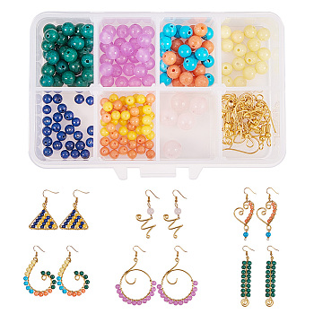 SUNNYCLUE DIY Earring Making, with Iron Earring Hooks, Jewelry Wire, Natural Gemstone Round Beads and Jewelry Pliers, Mixed Color, 11x7x3cm