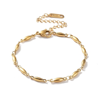 316 Surgical Stainless Steel Oval Link Chain Bracelet, Golden, 6-1/8 inch(15.5cm)
