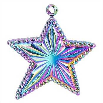 Stainless Steel Pendants, Star Charms, Rainbow Color, 20x18mm, Hole: 1mm