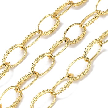 Rack Plating Brass Oval Link Chains, Soldered, with Spool, Cadmium Free & Lead Free, Real 18K Gold Plated, 20x12x3mm