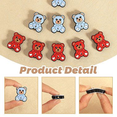 16Pcs 2 Colors Bear with Heart Food Grade Eco-Friendly Silicone Beads(SIL-CA0002-91)-5