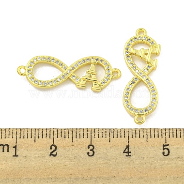 Rack Plating Brass Micro Pave Clear Cubic Zirconia Infinity with Tower Links(KK-B091-48G-01)-3