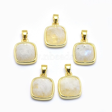 Golden Square Moonstone Charms