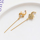 Brass Pave Clear Cubic Zirconia Magic Wand Head Pins(BAPE-PW0002-11G)-1