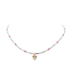 Alloy Cubic Zirconia Heart Pendant Necklace with Glass Seed Beaded Chains for Women(NJEW-JN04291)-3