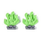 Aquatic Plant Opaque Resin Cabochons, Light Green, 23x19x6mm(CRES-T025-44)