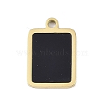 303 Stainless Steel Pendants, Rectangle Charms, with Enamel, Ion Plating(IP), Golden, 18x12x1.8mm, Hole: 1.8mm(STAS-K325-04G)